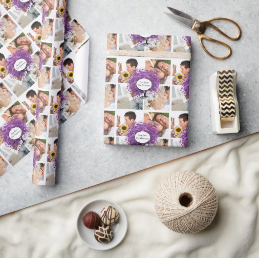 Stralend Paars Hartblad Boom Bruiloft Cadeaupapier (Crafts)