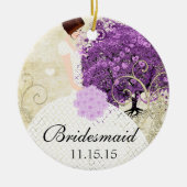 Stralend Paars Hartblad Boom Bruiloft Keramisch Ornament (Voorkant)