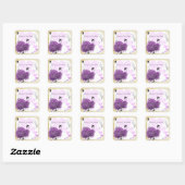Stralend Paars Hartblad Boom Bruiloft Vierkante Sticker (Vel)