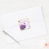 Stralend Paars Hartblad Boom Bruiloft Vierkante Sticker (Envelop)