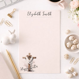 Stralend Paaskruis met Bloemaccenten Briefpapier