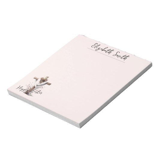 Stralend Paaskruis met Bloemaccenten Notitieblok (Linkerzijde)