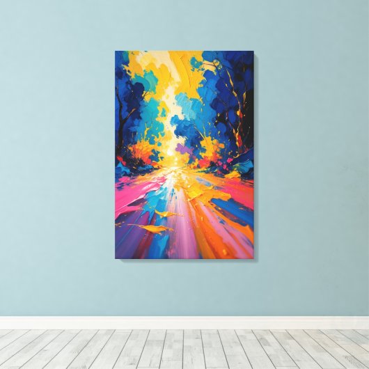 Stralend pad - Levendig Abstract landschap Canvas Afdruk (Insitu (Houten vloer))