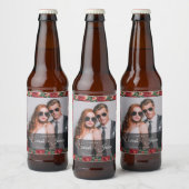 Stralend roos bloem trouwbeerlabel bier etiket (Flessen)