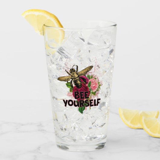 Stralend Roos & de Zachte bij, Bee Yourself Postca Glas (Voorkant ijs)
