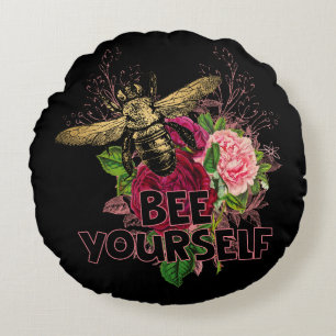 Stralend Roos & de Zachte bij, Bee Yourself Postca Rond Kussen