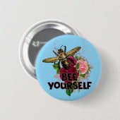 Stralend Roos & de Zachte bij, Bee Yourself Postca Ronde Button 5,7 Cm (Voorkant /achterkant)