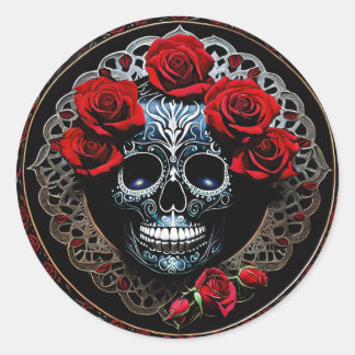 Stralend Roos Sugar Skull Stickers Dag van de Dode