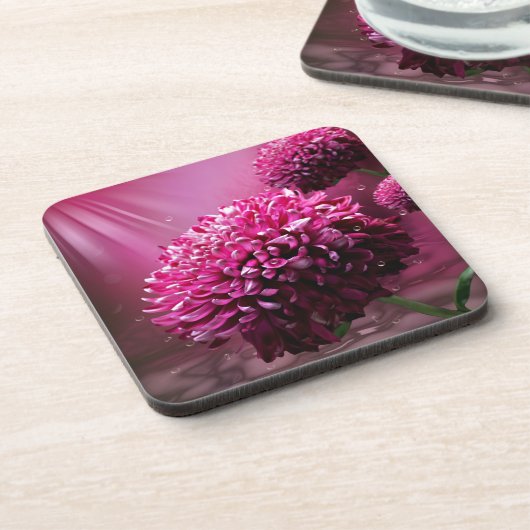 Stralend Roze Chrysanthemum Bloem Bier Onderzetter (Linkerzijde)
