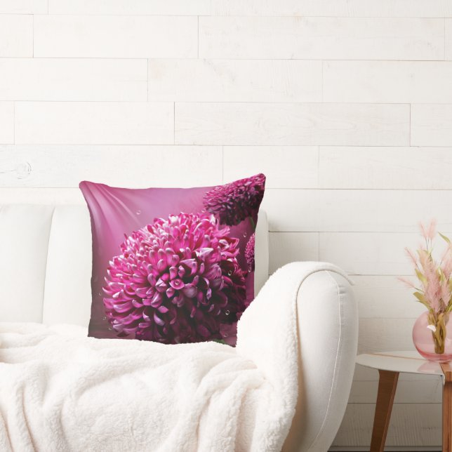 Stralend Roze Chrysanthemum Bloem Kussen (Bank)