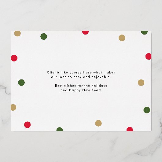 Stralend Seizoen FOLIE Zakelijke Vakantie Kaart (Achterkant)