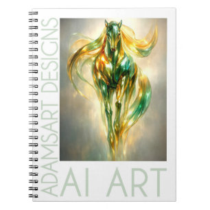 Stralend Smaragd Gouden Paard Abstract Metaalachti Notitieboek