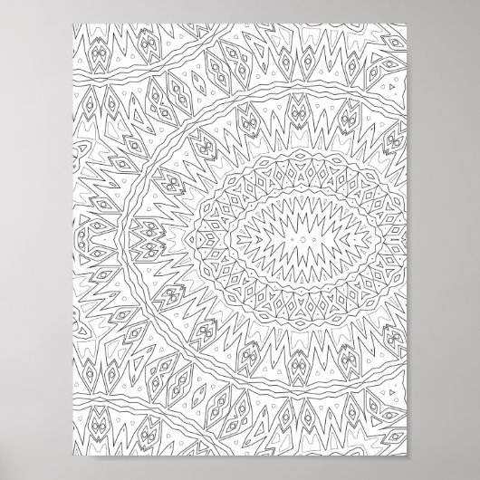 Stralend Tribal Sunburst Mandala Patroon Ontwerp Poster (Voorkant)