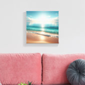 Stralend tropisch strand met sprankelend turquoise canvas afdruk (Insitu (Woonkamer))