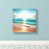 Stralend tropisch strand met sprankelend turquoise canvas afdruk (Insitu (Houten vloer))