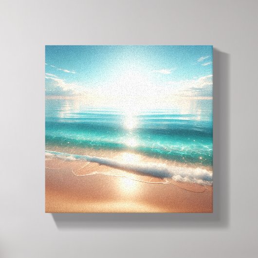 Stralend tropisch strand met sprankelend turquoise canvas afdruk (Voorkant)