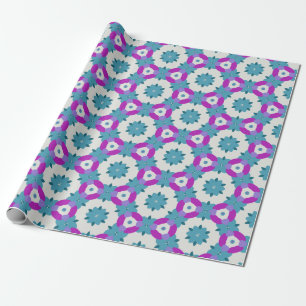 Stralend Turquoise en Paarse Bloemenexplosie PP4 Cadeaupapier