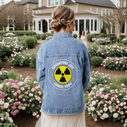 Stralend van vreugde sinds 1984 denim jacket (Huwelijk Achterkant)