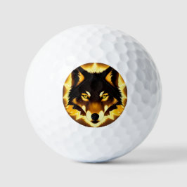 Stralend Wolfengezicht Verlicht door Gouden Licht Golfballen