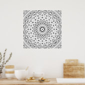 Stralend Zigzag Driehoek Mandala Patroon Kunst Poster (Keuken)