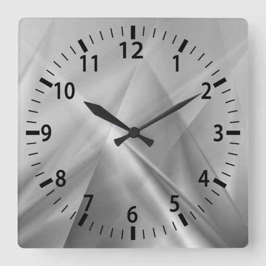 Stralend Zilver Modernistische Muur Klok (Voorkant)