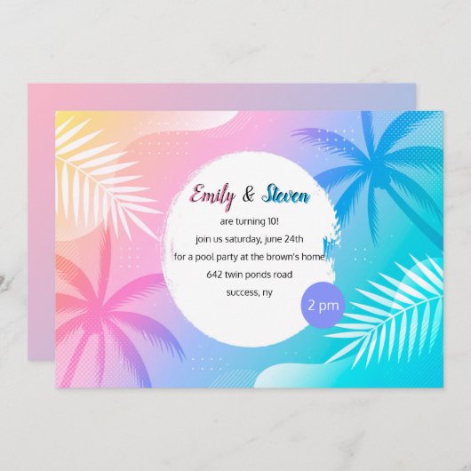 Stralend Zomerfeest Uitnodiging (Voorkant / Achterkant)