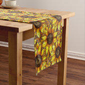 Stralend zonnebloem Glas in lood Korte Tafelloper (Voorbeeld)