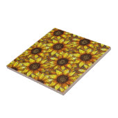 Stralend zonnebloem Glas in lood Tegeltje (Zijkant)