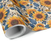 Stralend zonnebloempatroon cadeaupapier (Rol Hoek)