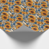 Stralend zonnebloempatroon cadeaupapier (Hoek)