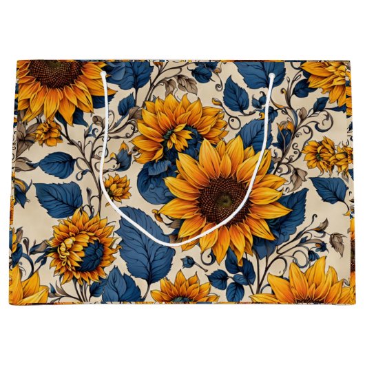 Stralend zonnebloempatroon groot cadeauzakje (Voorkant)