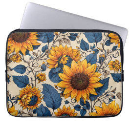 Stralend zonnebloempatroon laptop sleeve