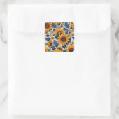 Stralend Zonnebloempatroon  Vierkante Sticker (Tas)