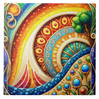 Stralende Abstracte kunst Tegeltje