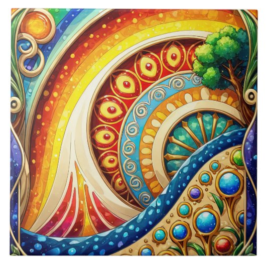 Stralende Abstracte kunst Tegeltje (Voorkant)