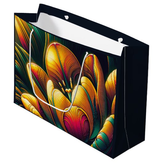 Stralende Abstracte tulpenbloei Groot Cadeauzakje (Voorkant Gekanteld)