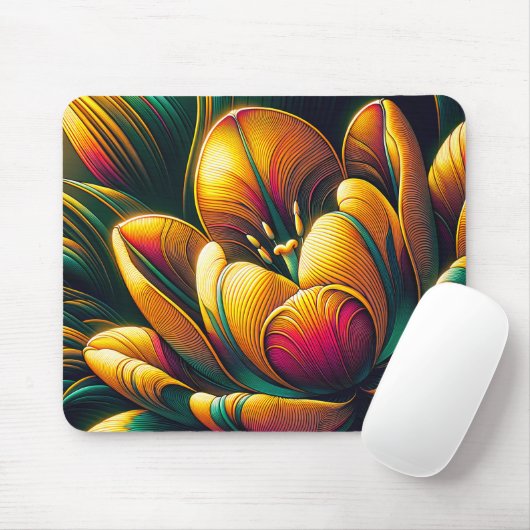 Stralende Abstracte tulpenbloei Muismat (Met muis)