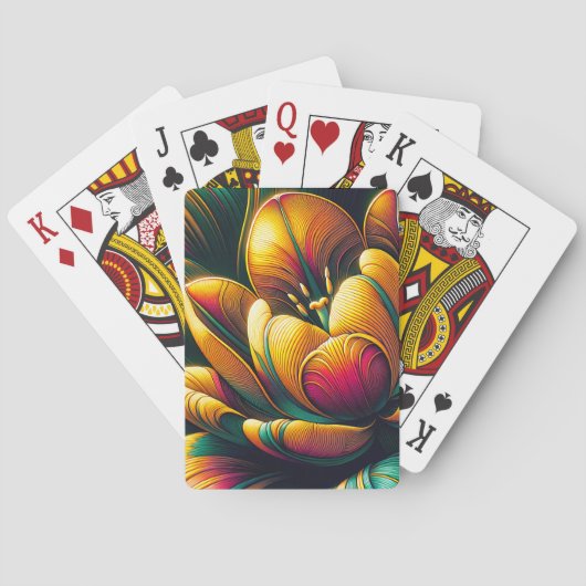 Stralende Abstracte tulpenbloei Pokerkaarten (Achterkant)