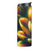 Stralende Abstracte tulpenbloei Thermosbeker (Gedraaid links)