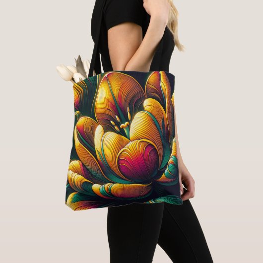 Stralende Abstracte tulpenbloei Tote Bag (Dichtbij)
