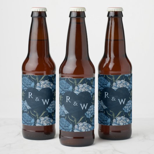 Stralende Anjer Bloem Retro Bruiloft Bier Etiket (Flessen)