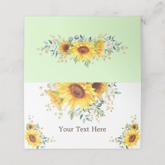 Stralende Aquarel Zonnebloemen Zomer Groen Plaatskaartje (Buitenkant ongevouwen)