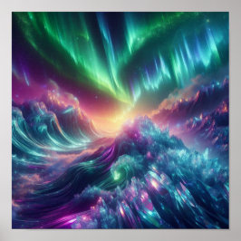 Stralende Aurora Kristalgolf Horizon Gloed Poster