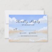Stralende Blauwe Hemel Zomer Strand Wedding RSVP K (Voorkant)