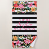 Stralende Bloei Bloemstuk Gepersonaliseerd Strandlaken (Voorkant)