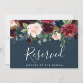 Stralende Bloei Huwelijk Gereserveerd Bord | Navy Kaart (Voorkant)