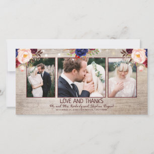 Stralende bloei rustiek land bruiloft bedankkaart