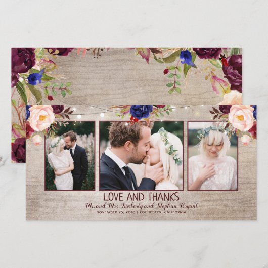 Stralende bloei rustiek land bruiloft bedankkaart (Voorkant / Achterkant)