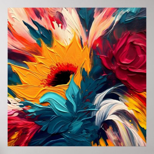 Stralende bloei – Stout abstracte bloemexpressie Poster (Voorkant)