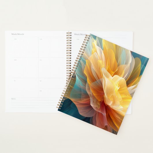 Stralende bloei van etherische bloemblaadjes in he planner (Display)